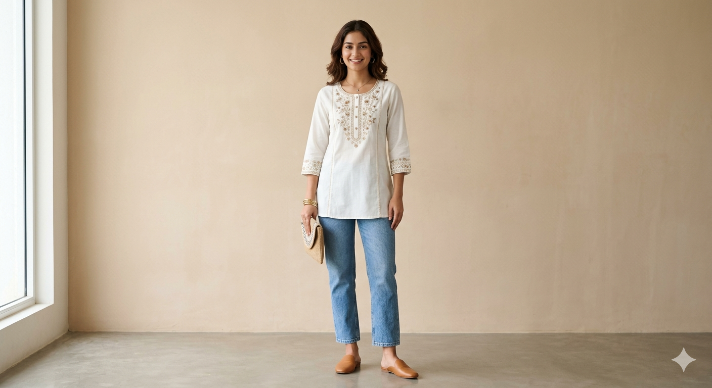 White Short Kurti for Women