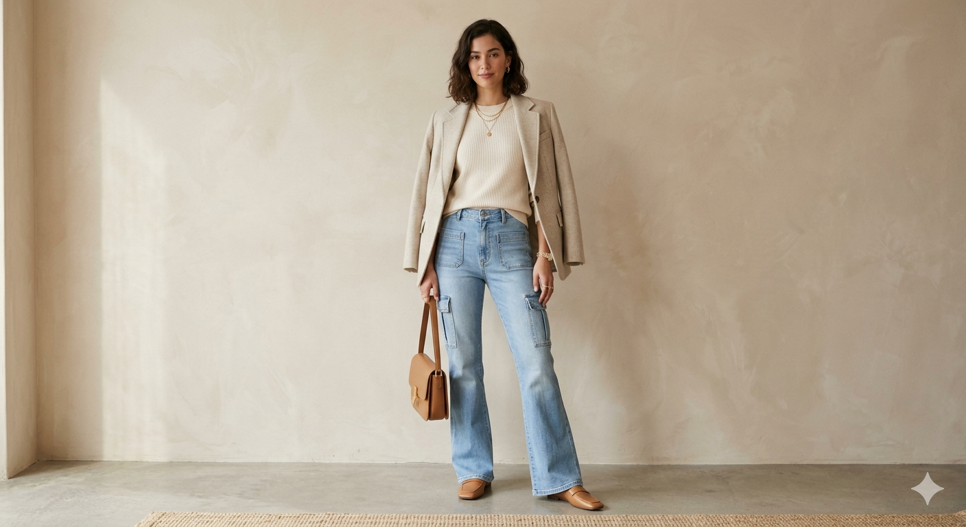 Light Wash Flared Jeans for Women