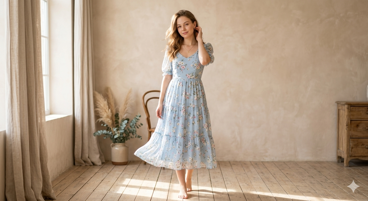 baby blue floral dresses for women